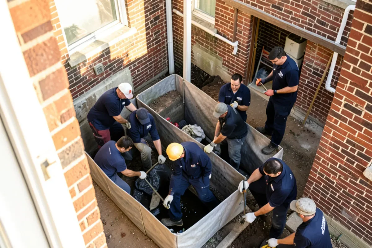 harford road duplex containment during water mitigation in Baltimore MD