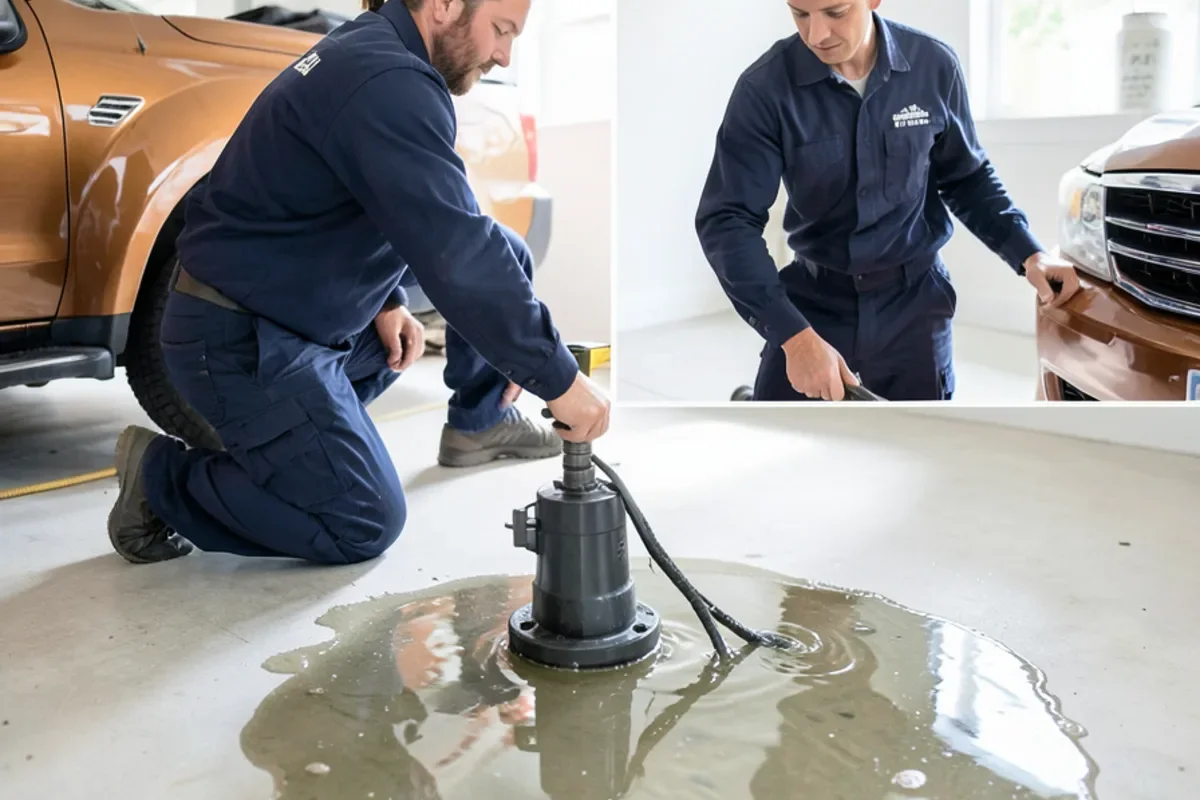 submersible trash pump during water mitigation in Baltimore MD